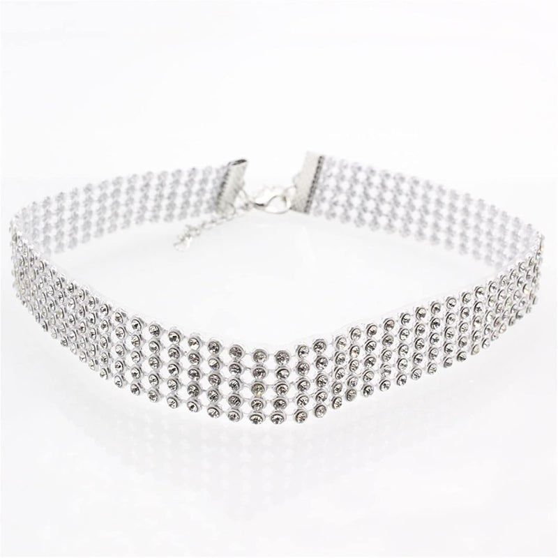 jellyflow Rhinestone Choker Necklaces Silver Sparkling Diamond Choker Crystal Rhinestone Necklace for Women,Transparent 2.5cm - Image 2