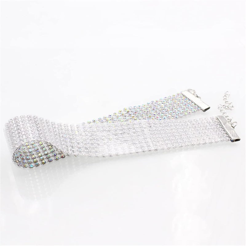 jellyflow Rhinestone Choker Necklaces Silver Sparkling Diamond Choker Crystal Rhinestone Necklace for Women,Transparent 2.5cm - Image 3