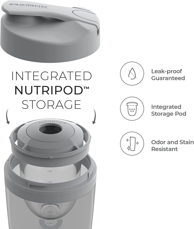 PROMIXX Pro Shaker Bottle - Refillable, Powerful For Smooth Protein Shakes - Includes Extra Storage - Bpa Free, Tumbler 600Ml (Cool Grey) - Image 4