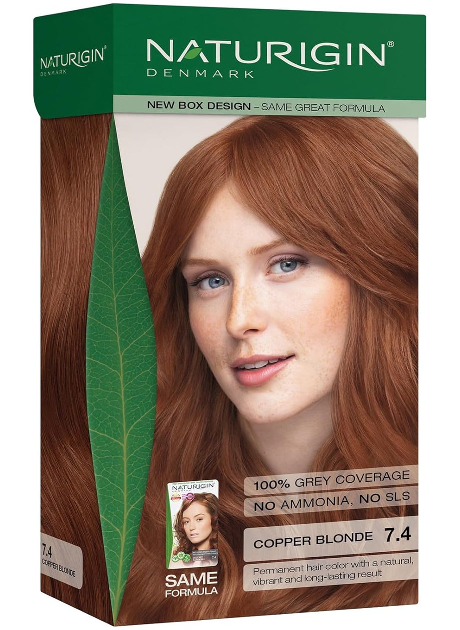 NATURIGIN - Naturigin Permanent Hair Dye, 7.4 Copper Blonde, Ammonia and Paraben Free, up to 100% Gray Hair Coverage, Long Lasting, Vegan, Cruelty Free (Packaging may vary) - Image 1