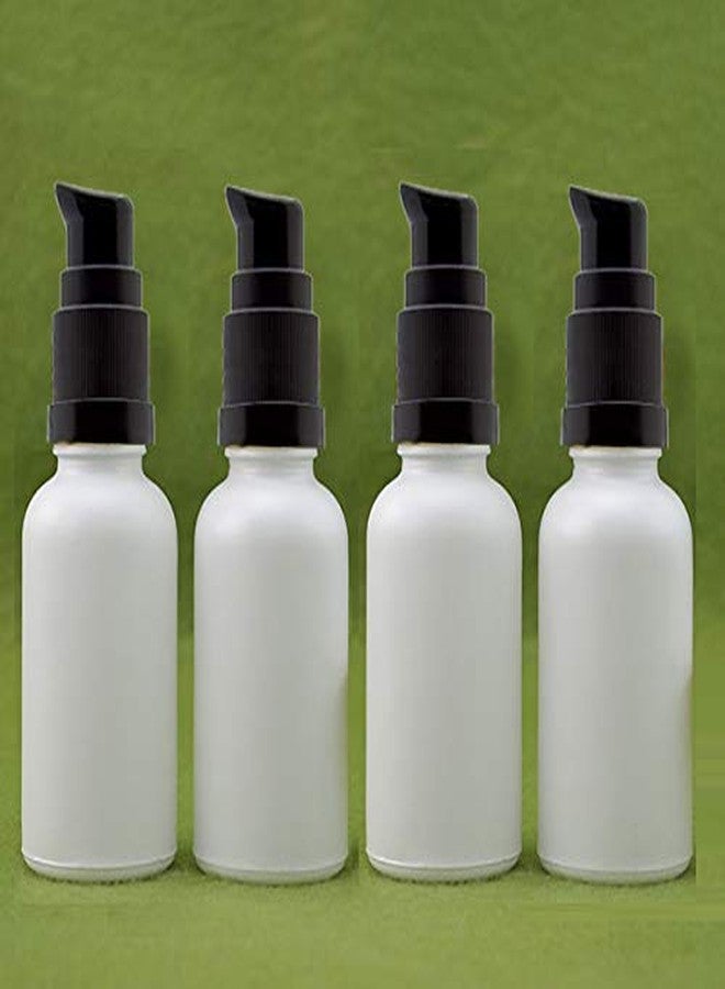 Devinez Multipurpose Pearl White Color Round Glass Bottle, 30 ml with Lotion Pump & Cap (Pack of 4), for Beauty, Essential Oils, Blends, Skin Care, Travel, Toners, Cosmetic & DIY - Image 1