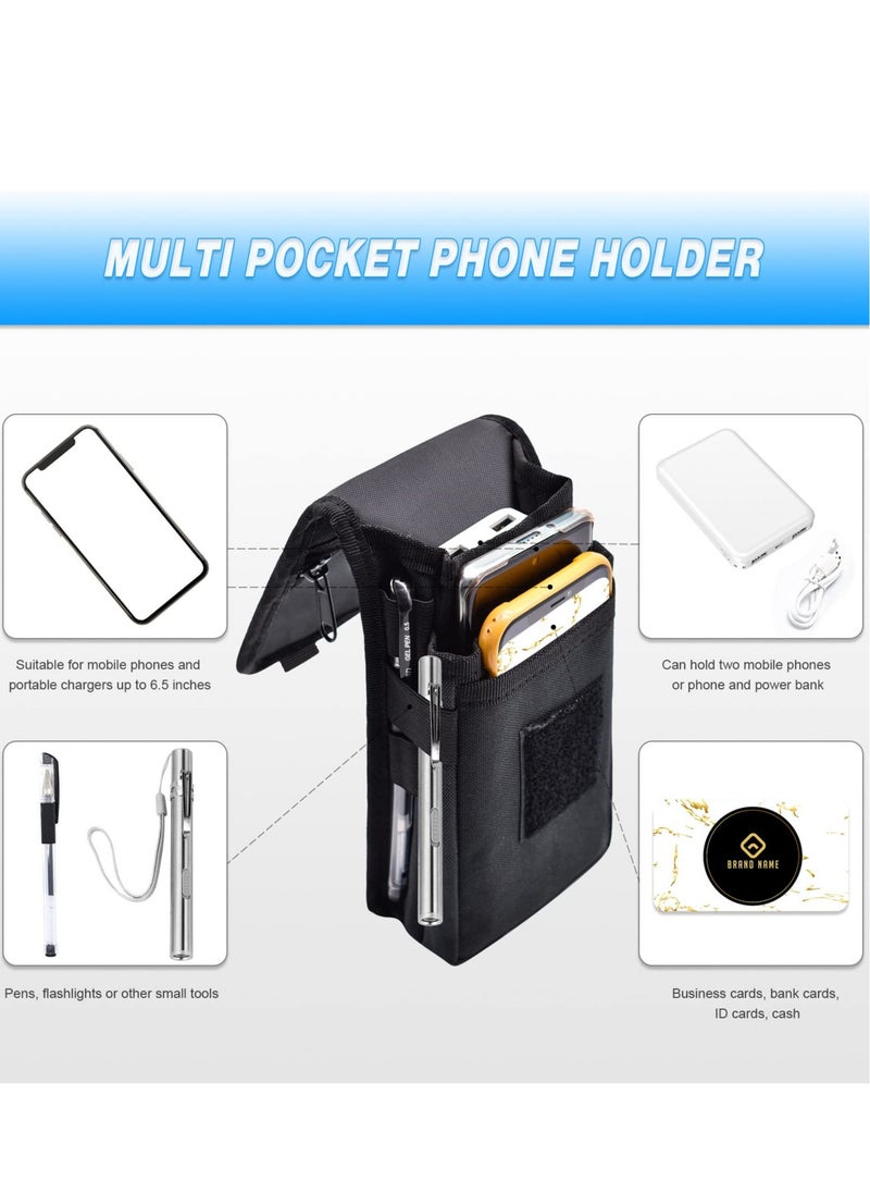 Excefore - Double Pocket Phone Holster Belt Phone Bag Multi Purpose Tool For Work Hiking Camping - Image 1