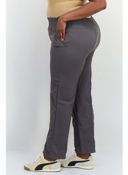 The Giving Movement Women Regular Fit Textured Wide Leg Pants, Grey  - Image 2