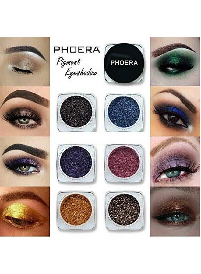 Phoera لوحة ظلال عيون بريق معدني لامع مسحوق ظلال عيون فضي (311) - Image 4