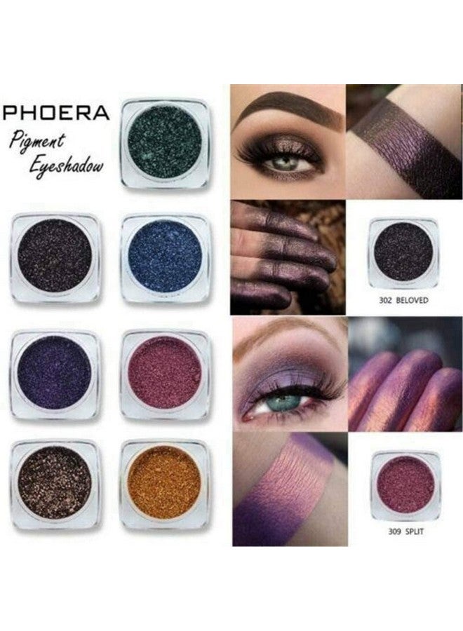 Phoera لوحة ظلال عيون بريق معدني لامع مسحوق ظلال عيون فضي (311) - Image 5