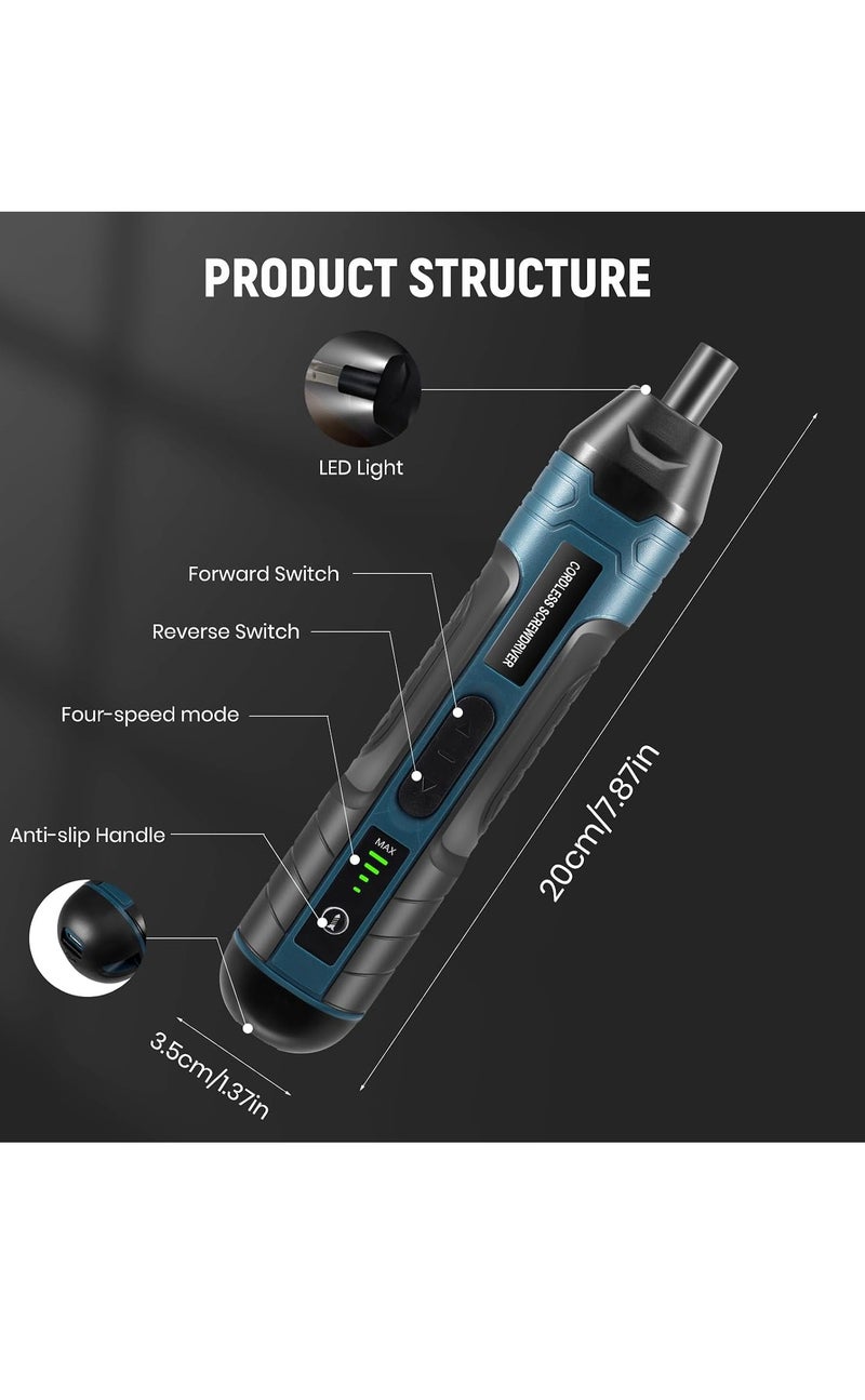 PRIMO PLUS Electric Cordless Screwdriver With 105pcs Accessories USB Rechargeable Portable Electric Screwdriver Set Adjustable Torque Cordless Screwdriver For Small Home Projects Home DIY Repair- PR905 - Image 3