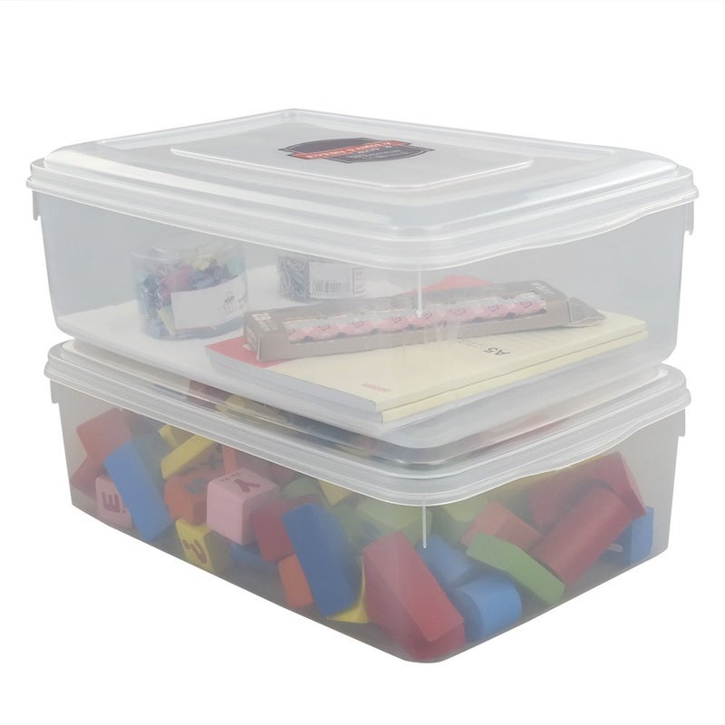 Pekky 11 Quart Plastic Toys Storage Containers with Lid Clear Bin Set of 2