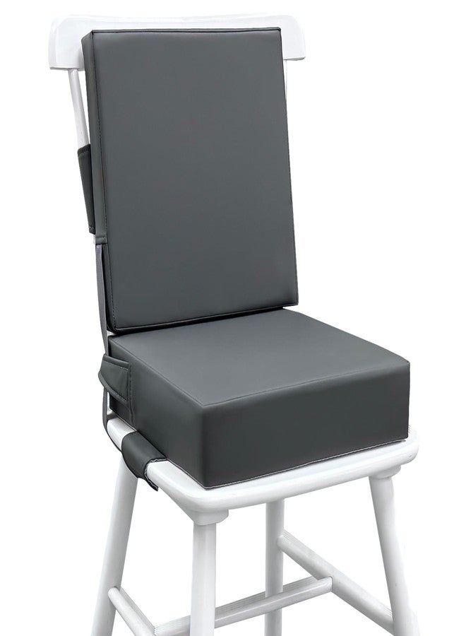 Eiury Booster Seat for Dining Table, PU Anti-Scratch Easy Cleaning Kids Toddler Booster Seat for Table, Portable Travel Increasing Cushion for Chair - Dark Grey - Image 1