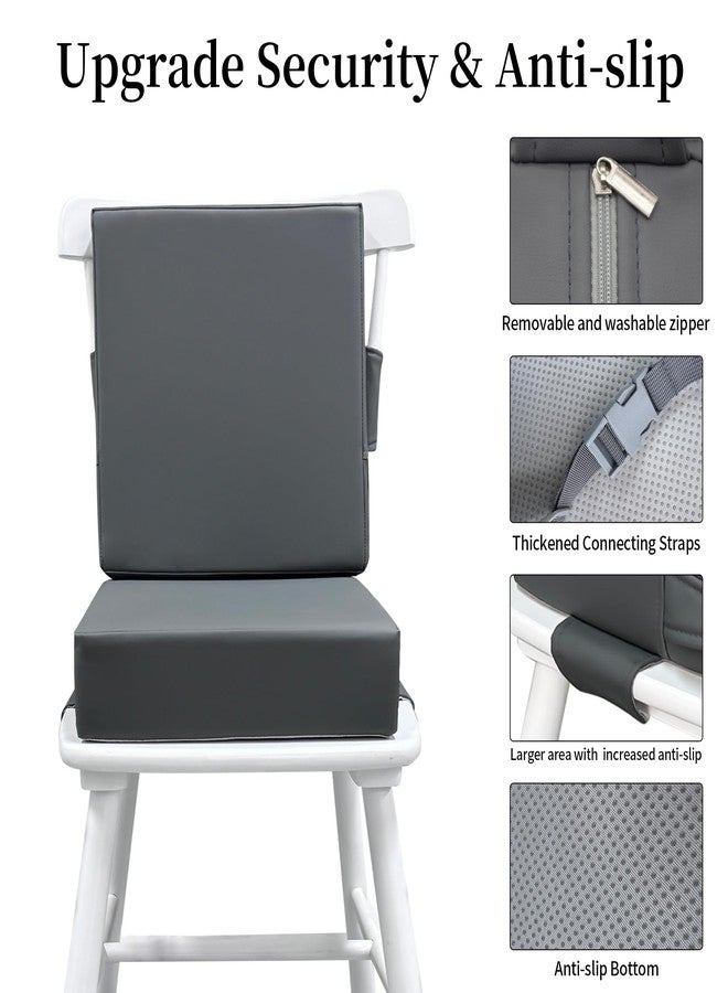 Eiury Booster Seat for Dining Table, PU Anti-Scratch Easy Cleaning Kids Toddler Booster Seat for Table, Portable Travel Increasing Cushion for Chair - Dark Grey - Image 3