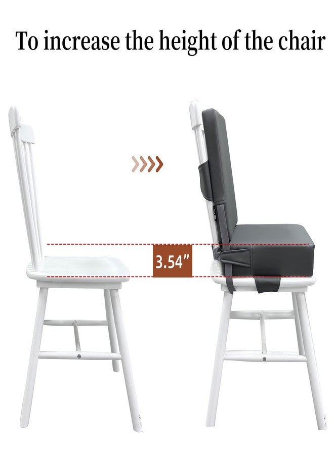 Eiury Booster Seat for Dining Table, PU Anti-Scratch Easy Cleaning Kids Toddler Booster Seat for Table, Portable Travel Increasing Cushion for Chair - Dark Grey - Image 5