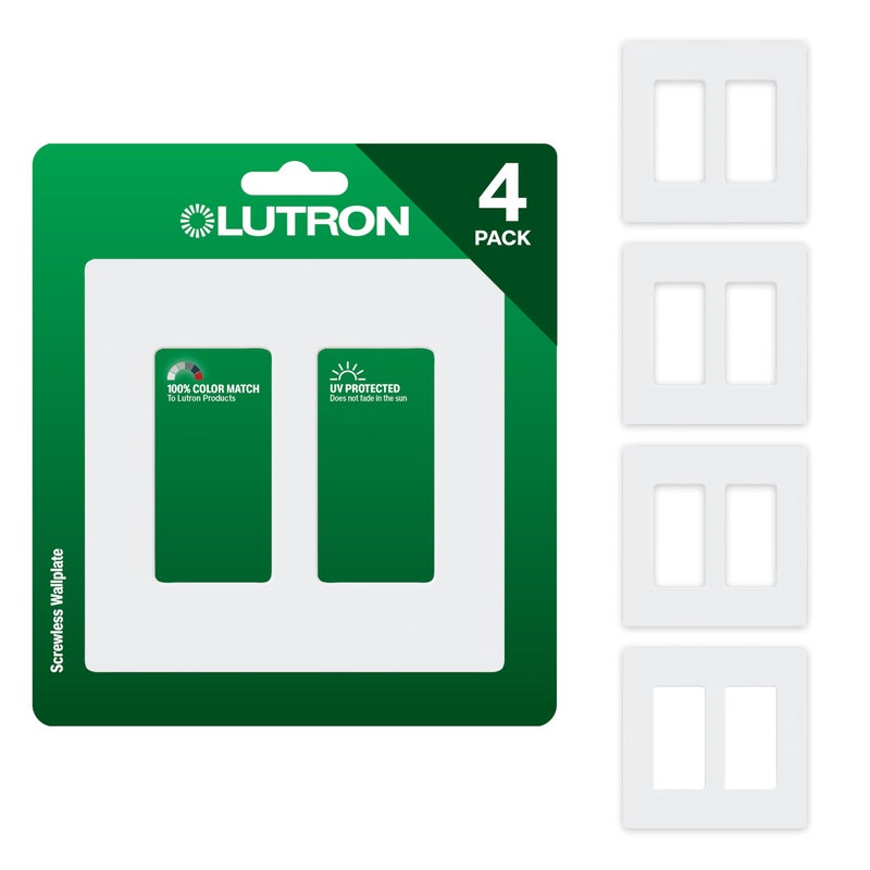 LUTRON لوحة حائط لوتрон كلارو 2 مجموعة ديكورات روكر بيضاء لامعة 4 عبوات CW2WH - Image 3