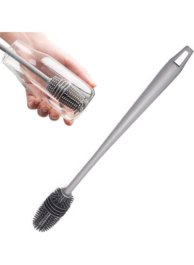 Baby Bottle Brush,Long Handle Soft Silicone Bottle Cleaner Brush for Cleaning Bottles Glass Cup Thermoses Various Containers(Grey) - Image 1