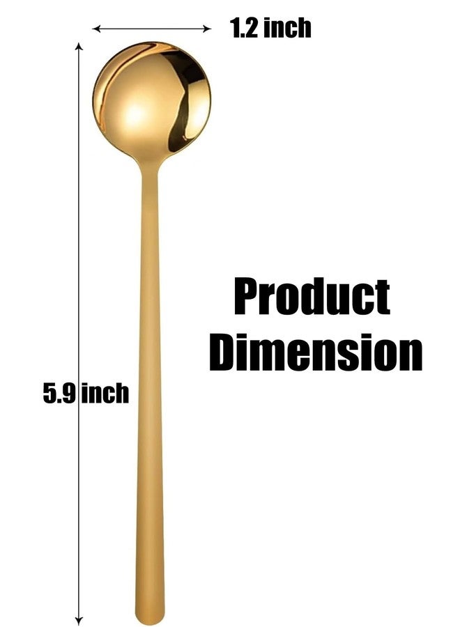 AURAADORN 4 PCS Coffee Spoons, 5.9 Inches Stainless Steel Long Handle Spoon for Dessert Ice Cream Sugar Tea Latte, Hot Chocolate Cake Stirring Spoons (4, gold) - Image 2