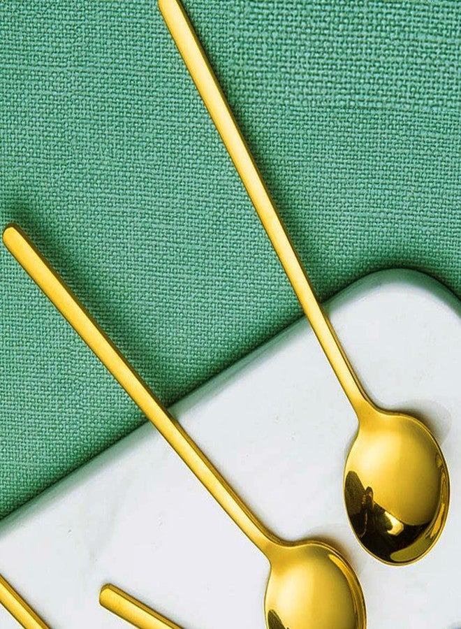 AURAADORN 4 PCS Coffee Spoons, 5.9 Inches Stainless Steel Long Handle Spoon for Dessert Ice Cream Sugar Tea Latte, Hot Chocolate Cake Stirring Spoons (4, gold) - Image 5