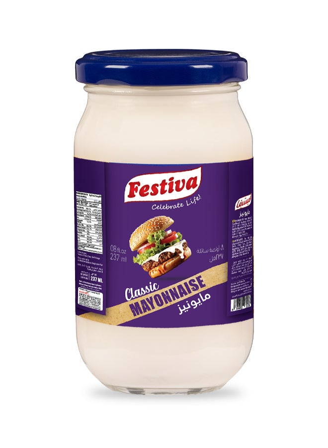Festiva Classic Mayonnaise 237ml Glass Jar - Creamy Mayo Sandwich Spread for Burgers, Sandwiches, Wraps and Snacks - Dip and Dressing - Image 1