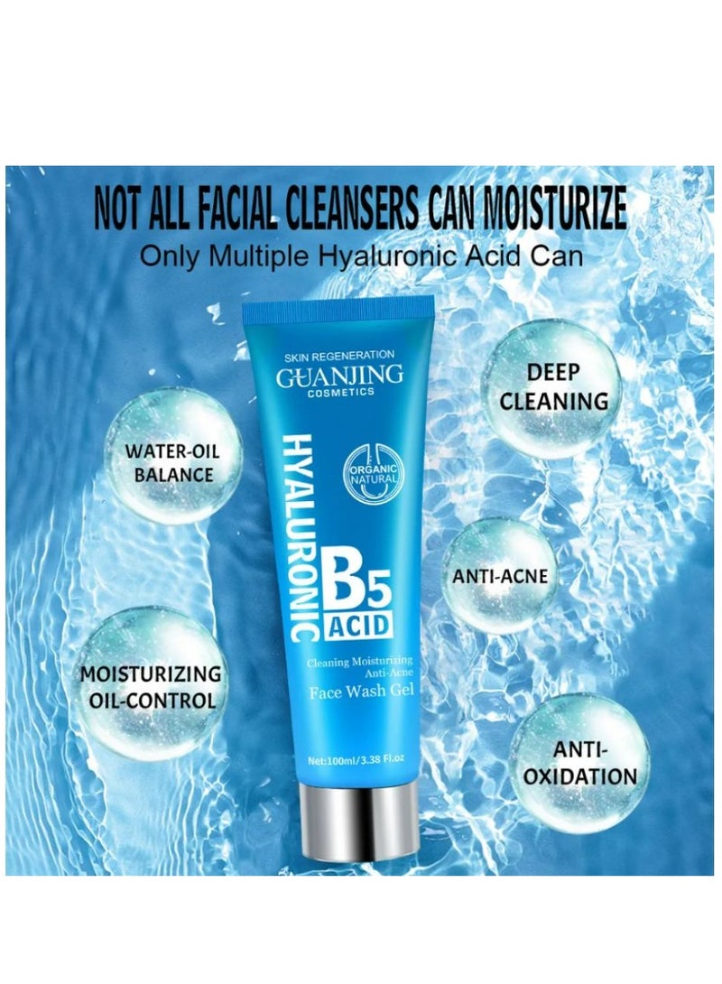 GuanJing Beauty Hyaluronic Acid B5 Cleaning Moisturizing Anti-Acne Face Wash Gel 100 ML  - Image 3