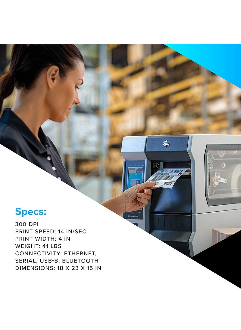 ZEBRA Zebra ZT411 Industrial Barcode Label Printer, 300 dpi, 4-inch Width, Thermal Transfer & Direct Thermal, USB/Ethernet/Bluetooth/Serial Connectivity – 14 IPS  - Image 4