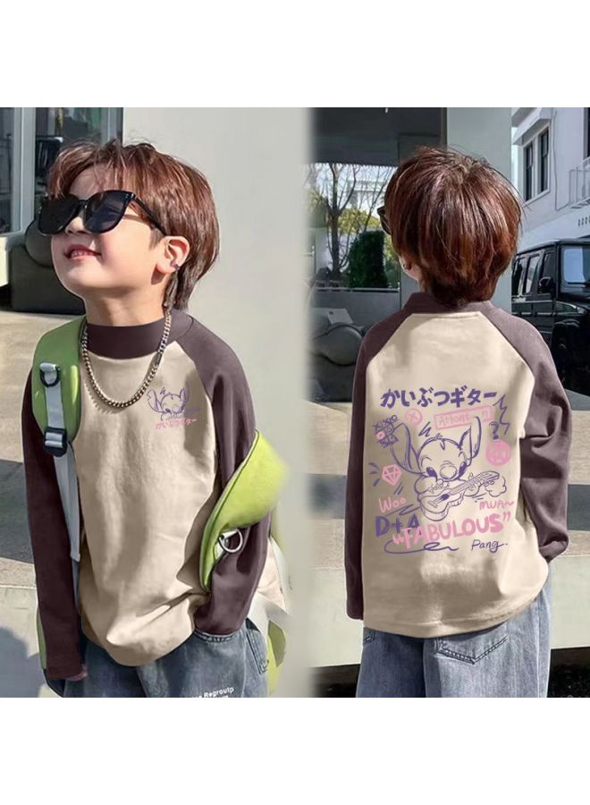 Boys' Half-high Collar Thermal Base Shirt Autumn And Winter Style For Older Boys, Winter Color-blocked Base Top Trendy - Image 4