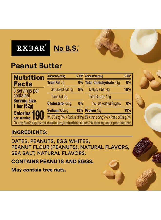 RXBAR Protein Bars, 12g Protein, Gluten Free Snacks, Peanut Butter (6 Boxes, 30 Bars) - Image 2