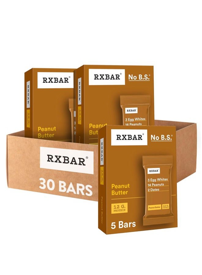 RXBAR Protein Bars, 12g Protein, Gluten Free Snacks, Peanut Butter (6 Boxes, 30 Bars) - Image 1