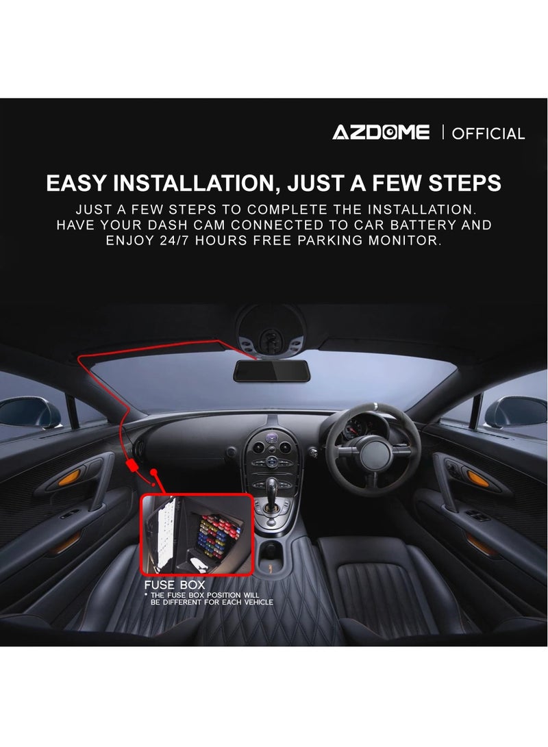 أزدوم طقم أسلاك HT03، منفذ USB من النوع C، كابل مراقبة وقوف السيارات لمدة 24 ساعة مع فيوز، يحول 12 فولت - 24 فولت إلى خرج 5 فولت/2.5 أمبير كحد أقصى، متوافق مع معظم كاميرات لوحة القيادة المتوفرة بمنفذ USB من النوع C، حماية من الجهد المنخفض - Image 2
