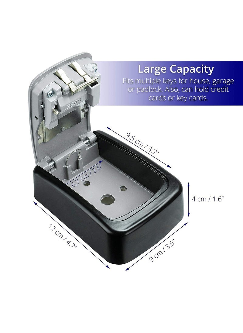 VIX STORE Key Storage Lock Box Key Lock Box Wall Mount 4Digit Combination Key Safe Lock Box for Outside House Key Car Keys Resettable Code Weatherproof Indoor Outdoor R Silver  - Image 2