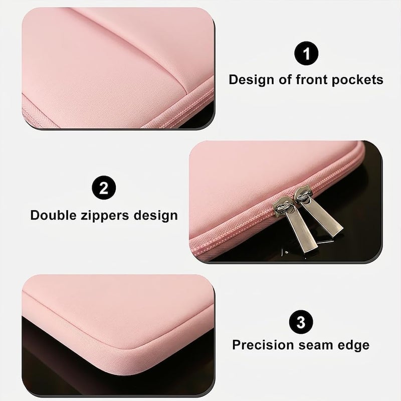 MasiBloom غلاف كمبيوتر محمول لـ MacBook Neo/Air/Pro مقاس 13 بوصة لرقائق A18/M5/M4/M3/M2/M1 2026-2020 A3404 A3449 مع جيبين، حقيبة جهاز لوحي وملحقات (وردي خجول) - Image 5