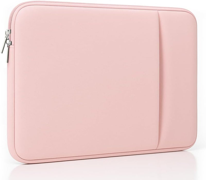 MasiBloom غلاف كمبيوتر محمول لـ MacBook Neo/Air/Pro مقاس 13 بوصة لرقائق A18/M5/M4/M3/M2/M1 2026-2020 A3404 A3449 مع جيبين، حقيبة جهاز لوحي وملحقات (وردي خجول) - Image 1