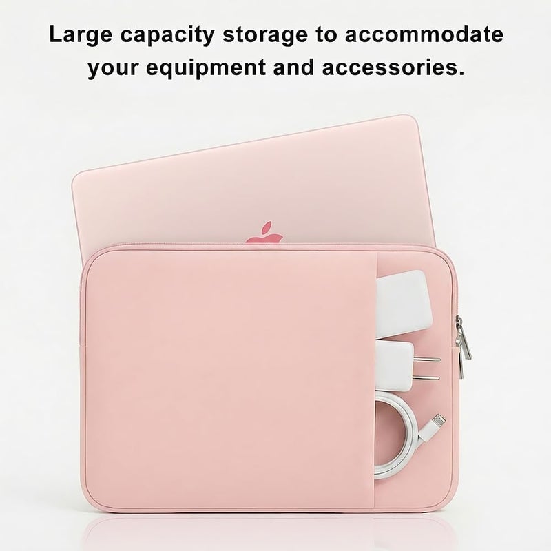 MasiBloom غلاف كمبيوتر محمول لـ MacBook Neo/Air/Pro مقاس 13 بوصة لرقائق A18/M5/M4/M3/M2/M1 2026-2020 A3404 A3449 مع جيبين، حقيبة جهاز لوحي وملحقات (وردي خجول) - Image 4