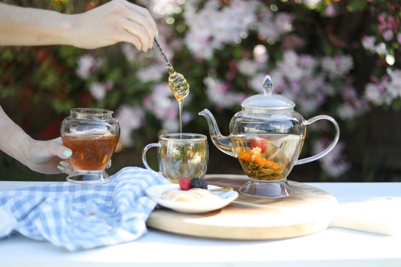 Teabloom Pure Bliss Honey Jar with Dipper and Lid - Hand-crafted with Highly Hygienic, Non-Porous Borosilicate Glass (14 oz) - Image 2