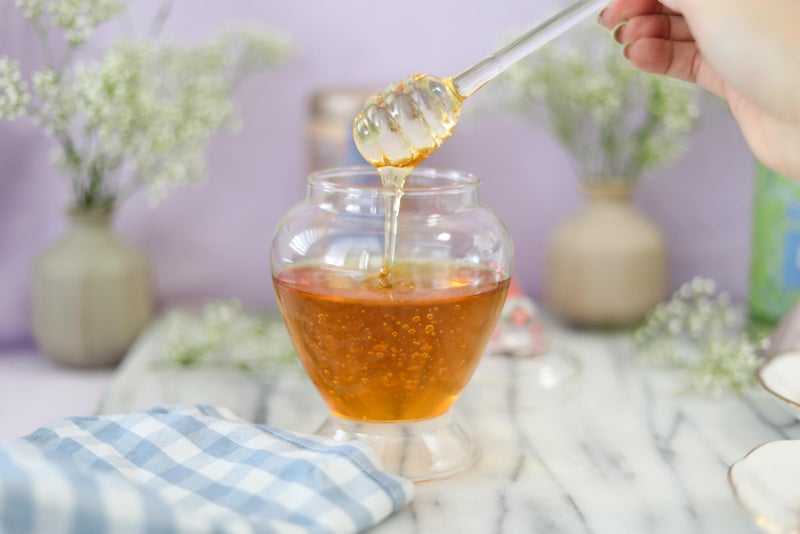 Teabloom Pure Bliss Honey Jar with Dipper and Lid - Hand-crafted with Highly Hygienic, Non-Porous Borosilicate Glass (14 oz) - Image 3