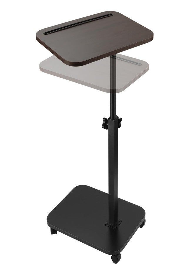 DAJAVE Sofa Armrest Tray Table for Couch, 360°Swivel TV Tray Table with Wheels for Small Spaces, Height Adjustable C Shaped End Table Snack Side Table for Sofa, Bed, Chair, Snack - Image 1