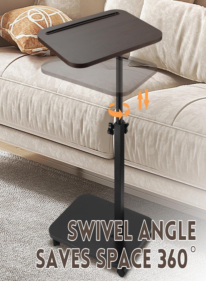 DAJAVE Sofa Armrest Tray Table for Couch, 360°Swivel TV Tray Table with Wheels for Small Spaces, Height Adjustable C Shaped End Table Snack Side Table for Sofa, Bed, Chair, Snack - Image 4
