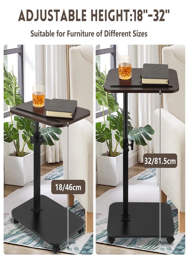 DAJAVE Sofa Armrest Tray Table for Couch, 360°Swivel TV Tray Table with Wheels for Small Spaces, Height Adjustable C Shaped End Table Snack Side Table for Sofa, Bed, Chair, Snack - Image 3