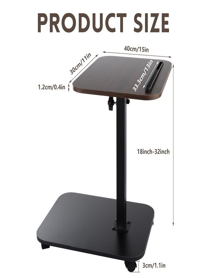 DAJAVE Sofa Armrest Tray Table for Couch, 360°Swivel TV Tray Table with Wheels for Small Spaces, Height Adjustable C Shaped End Table Snack Side Table for Sofa, Bed, Chair, Snack - Image 2