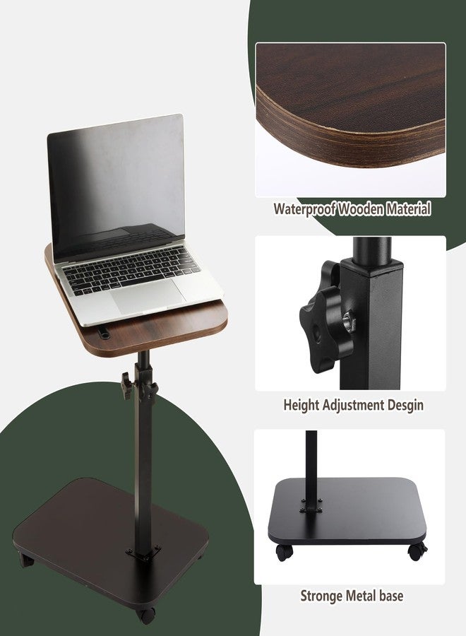 DAJAVE Sofa Armrest Tray Table for Couch, 360°Swivel TV Tray Table with Wheels for Small Spaces, Height Adjustable C Shaped End Table Snack Side Table for Sofa, Bed, Chair, Snack - Image 5