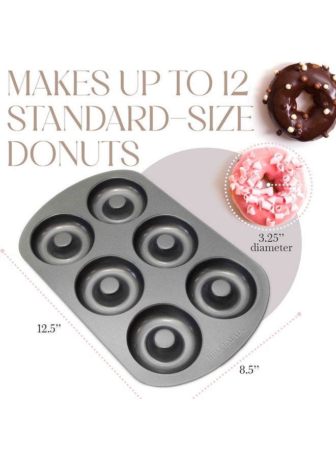Bellemain Bellemain Premiere Donut Pan for Baking | Nonstick 12.5 x 8.5” Doughnut Pan with 6-Doughnut Molds | Steel Donut Trays | Make Perfect Bagels and Cake Donuts (2)  - Image 2