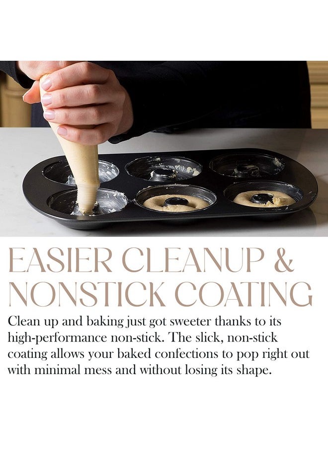 Bellemain Bellemain Premiere Donut Pan for Baking | Nonstick 12.5 x 8.5” Doughnut Pan with 6-Doughnut Molds | Steel Donut Trays | Make Perfect Bagels and Cake Donuts (2)  - Image 3