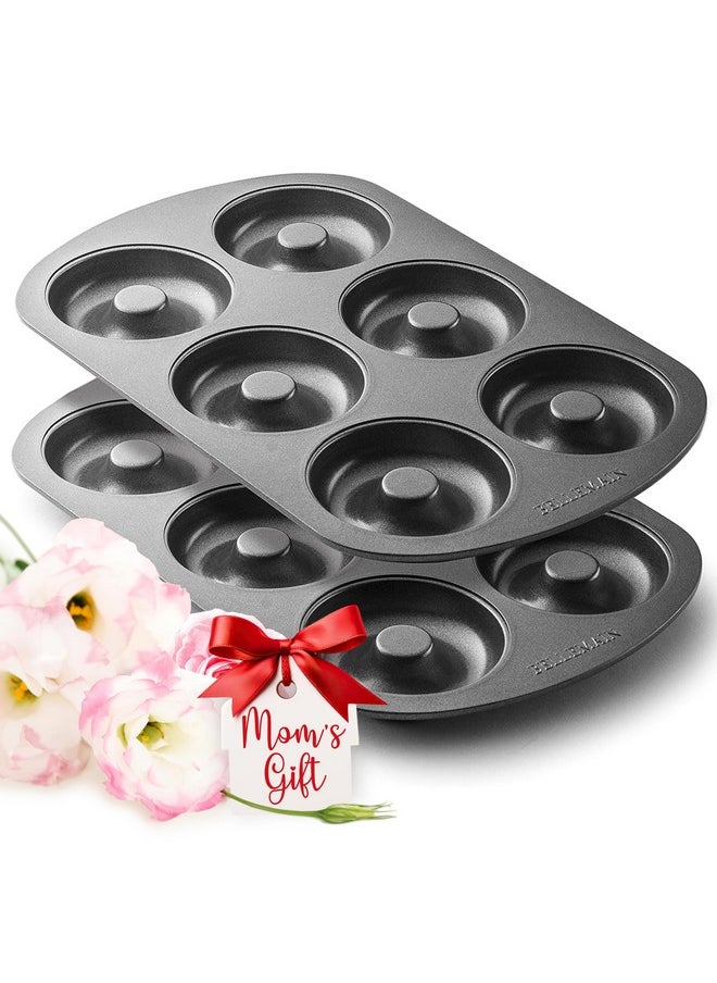 Bellemain Bellemain Premiere Donut Pan for Baking | Nonstick 12.5 x 8.5” Doughnut Pan with 6-Doughnut Molds | Steel Donut Trays | Make Perfect Bagels and Cake Donuts (2)  - Image 1