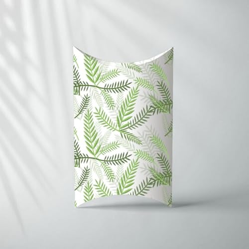 mudrit Pillow Paper Boxes - Set of 50 with Jute Twine | Decorative Folding Paper Gift Boxes for Gifting Chocolates, Dryfruits, and Candies | Size 5.5" x 3.5" (Green) - Image 1