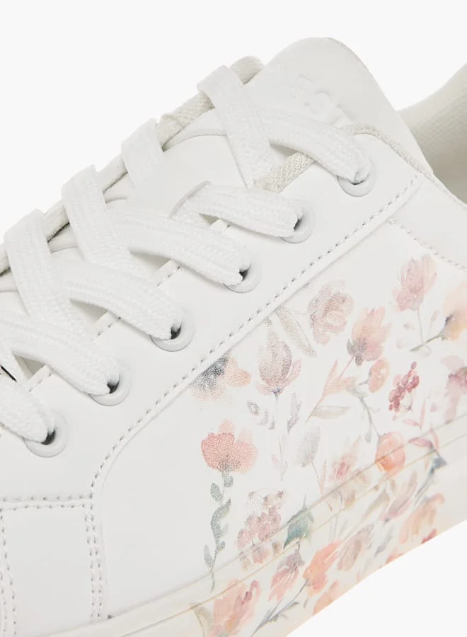 Celeste Women's Floral Print Sneakers with Lace-Up Closure