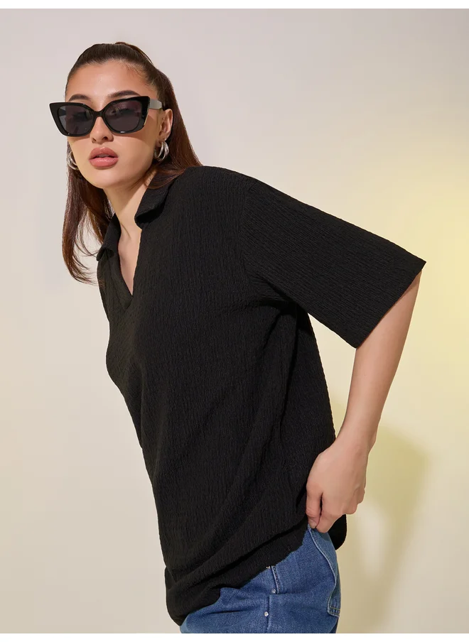 تايك تو Take Two Polo Neck Solid Short Sleeve T-Shirt