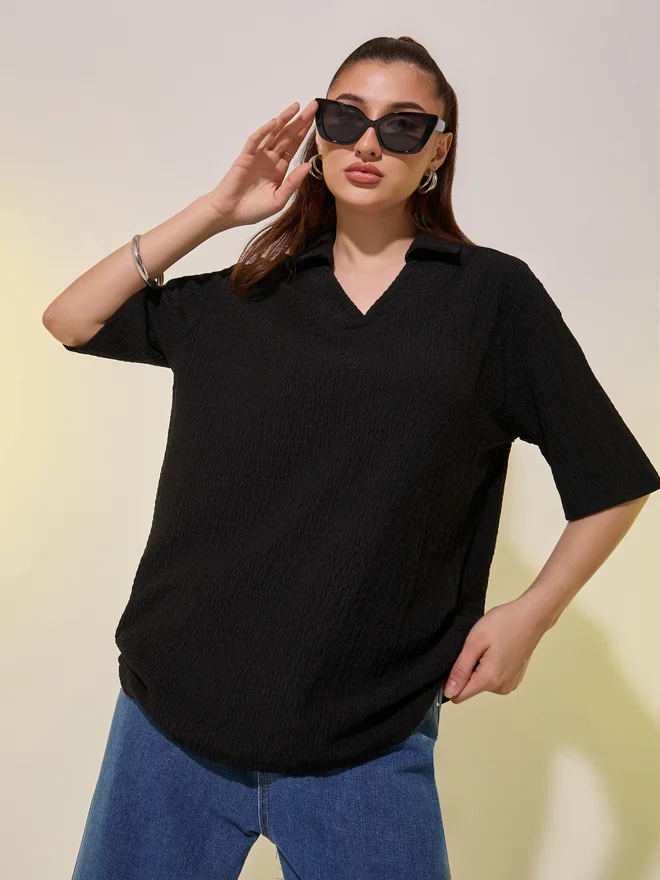 Take Two Take Two Polo Neck Solid Short Sleeve T-Shirt