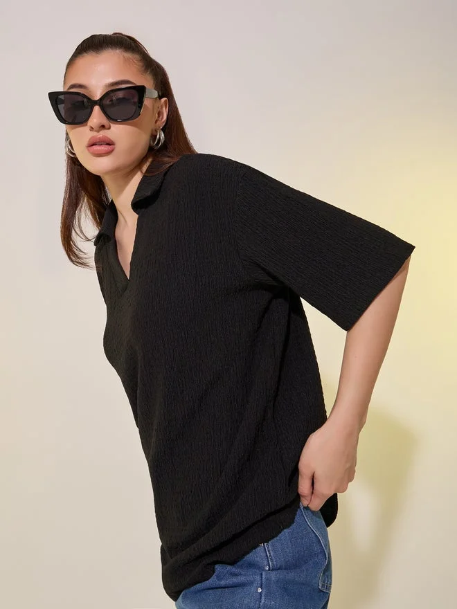 Take Two Polo Neck Solid Short Sleeve T-Shirt