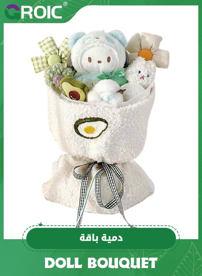 GROIC دميّة باقة بوشاكو، دمى باقة محشوة يدوية لطيفة، ألعاب باقة محشوة ناعمة حيوانية، هدايا دمى باقة للعيد، حفل زفاف، تخرج - Image 1