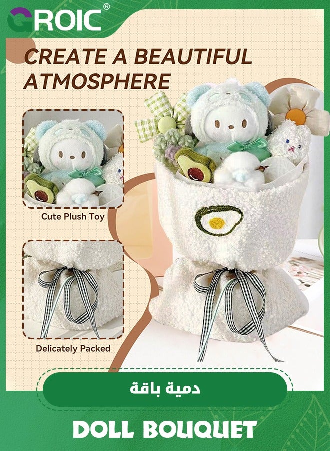 GROIC دميّة باقة بوشاكو، دمى باقة محشوة يدوية لطيفة، ألعاب باقة محشوة ناعمة حيوانية، هدايا دمى باقة للعيد، حفل زفاف، تخرج - Image 3