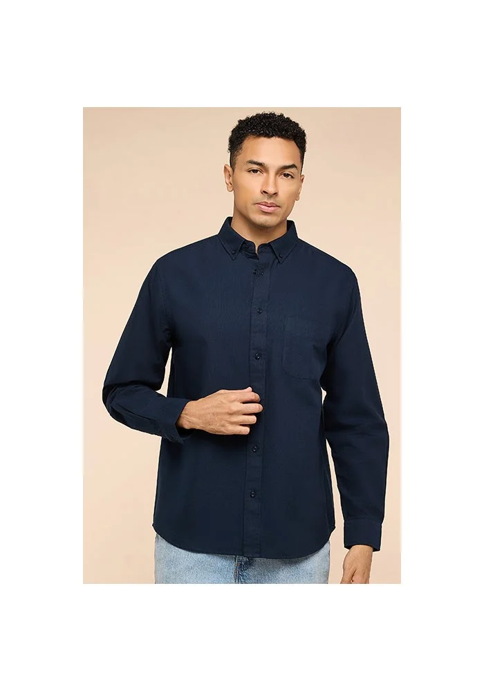 أر أند بي Pocket Front Shirt with Button-Down Collar and Long Sleeves