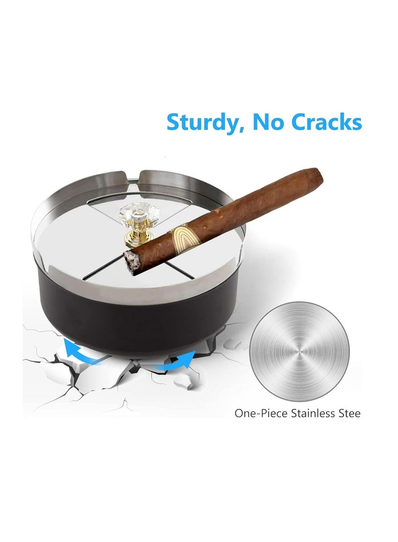 رايتشر منفضة سجائر بدون دخان مع غطاء للمدخنين بطانة من الفولاذ المقاوم للصدأ مقاومة للرياح متينة وسهلة التنظيف منفضة سجائر باردة للاستخدام الداخلي أو الخارجي والفناء والمكتب والمنزل - Image 5