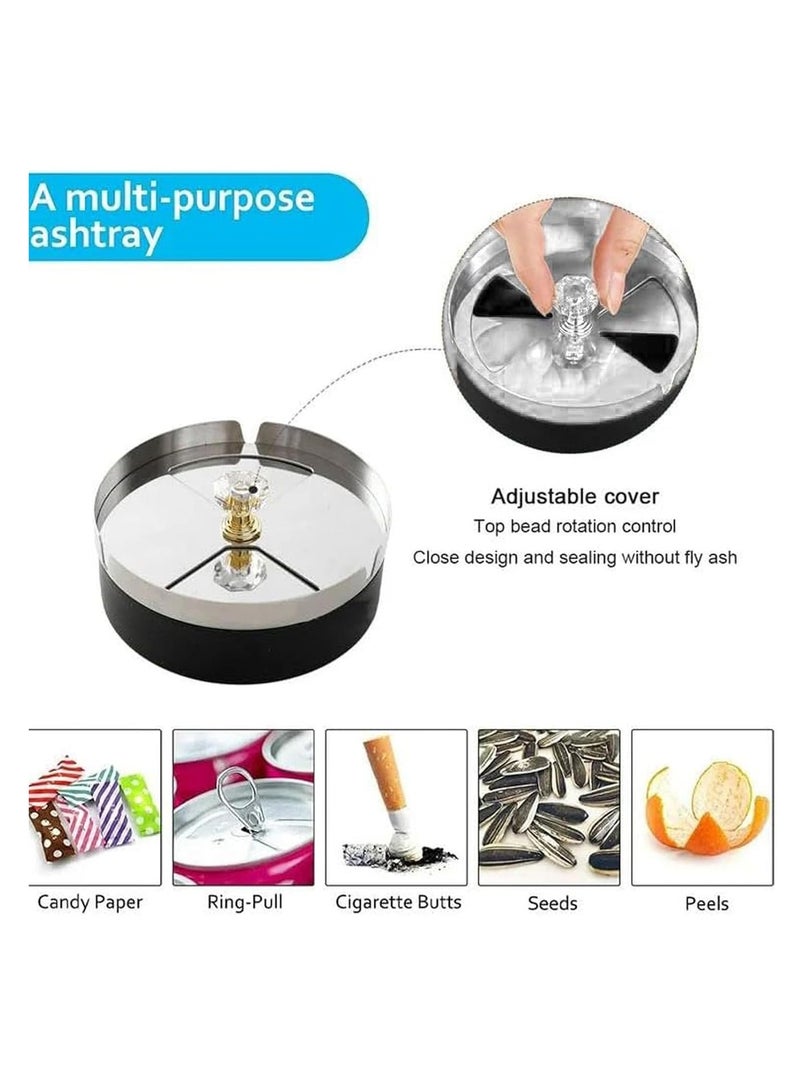 رايتشر منفضة سجائر بدون دخان مع غطاء للمدخنين بطانة من الفولاذ المقاوم للصدأ مقاومة للرياح متينة وسهلة التنظيف منفضة سجائر باردة للاستخدام الداخلي أو الخارجي والفناء والمكتب والمنزل - Image 3