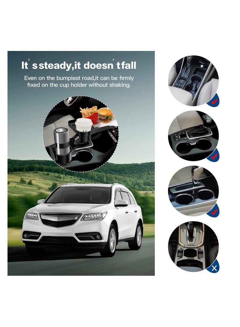 Captaintech Car Cup Holder Expander Tray - 360-Degree Rotating Dinner Plate with Adjustable Base for Drinks, Coffee, Burgers, and Water Cups. Perfect for On-the-Go Meals! - Image 5